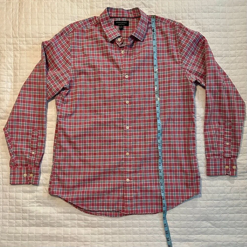 Banana Republic Lot of 2 Men's Long Sleeve Plaid Button Down Shirts Size Large